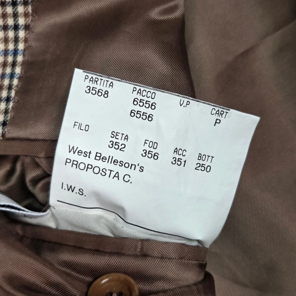 Canali Proposta Blazer Mens 42 L Brown Blue Houndstooth Wool Sport Coat Italy